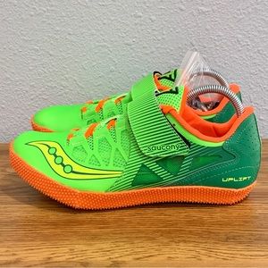 Saucony Mens Size 9 Uplift Track Shoes Green Orange S29036-1 Low Top Hook Loop